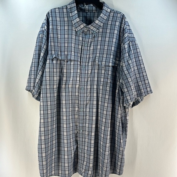 Huk Short Sleeve Plaid Button Down Shirt, XXL - Picture 1 of 7